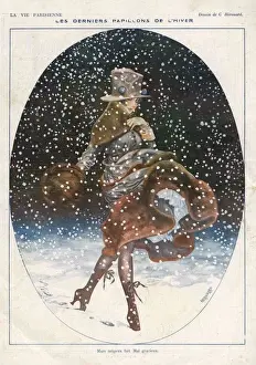 1910s Prints: La Vie Parisienne 1918 1910s France cc snow winter coats hats furs walking womens