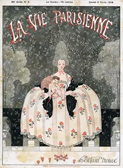 La Vie Parisienne 1918 1910s France cc womens dresses cherubs snow winter magazines