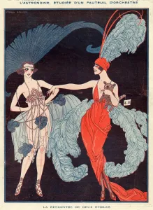 1910s Prints: La Vie Parisienne 1918 1910s France G Barbier illustrations feathers showgirls erotica