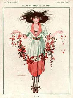 La Vie Parisienne 1918 1910s France Leo Fontan illustrations womens fashion hats flowers