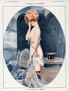 1910s Prints: La Vie Parisienne 1918 1910s France Maurice Milliere illustrations erotica dressing