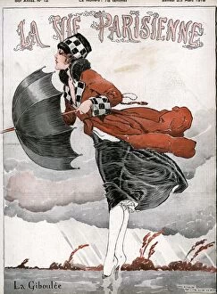 Trending: La Vie Parisienne 1918 1910s France Rene Vincent illustrations magazines winds windy