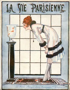 1910s Prints: La Vie Parisienne 1918 1910s France Rene Vincent illustrations magazines goldfish