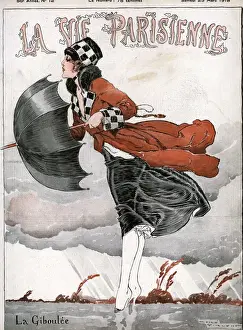 1910s Prints: La Vie Parisienne 1918 1910s France Rene Vincent illustrations magazines winds windy