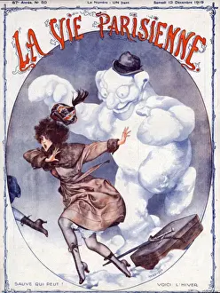 1910s Prints: La Vie Parisienne 1919 1910s France C Herouard illustrations magazines snowmen snowman