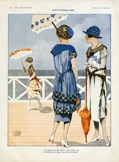 La Vie Parisienne 1919 1910s France cc holidays parasols umbrellas seaside womens
