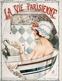 French Collection: La Vie Parisienne 1919 1910s France Cheri Herouard magazines baths bathing hats