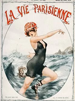 French Artwork Collection: La Vie Parisienne 1919 1910s France Cheri Herouard magazines seaside holidays womens