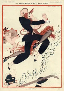 Dancers Prints: La Vie Parisienne 1919 1910s France G Barbier illustrations erotica black and white