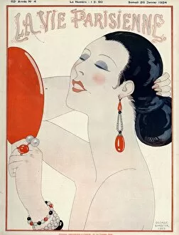 French Artwork Collection: La Vie Parisienne 1919 1910s France George Barbier magazines mirrors earrings vanity