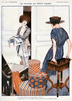 French Artwork Collection: La Vie Parisienne 1919 1910s France Georges Leonnec illustrations packing holidays