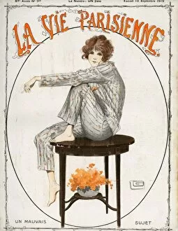 French Artwork Collection: La Vie Parisienne 1919 1910s France Georges Leonnec magazines Pyjamas nightwear womens
