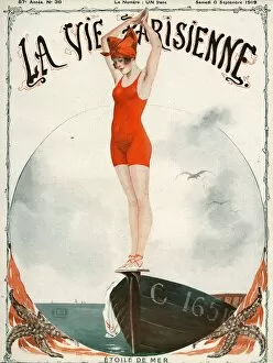 French Artwork Collection: La Vie Parisienne 1919 1910s France Georges Leonnec magazines seaside holidays womens