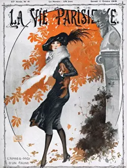 1910s Prints: La Vie Parisienne 1919 1910s France Georges Leonnec magazines autumn leaves seasons
