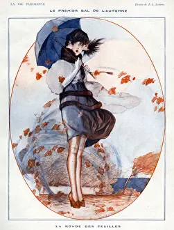 1910s Prints: La Vie Parisienne 1919 1910s France Julien Jacques Leclerc illustrations Autumn seasons