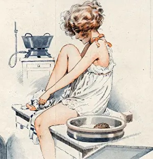La Vie Parisienne 1919 1910s France Maurice Milliere washing feet boudoir illustrations