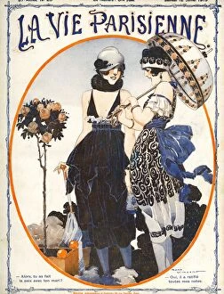French Artwork Collection: La Vie Parisienne 1919 1910s France Rene Vincent magazines womens hats umbrellas