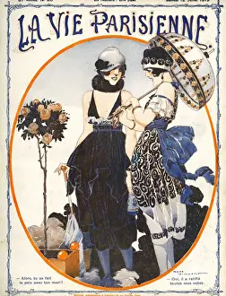 1910s Prints: La Vie Parisienne 1919 1910s France Rene Vincent magazines womens hats umbrellas
