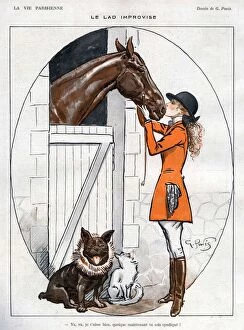 Trending: La Vie Parisienne 1919 1920s France Georges Pavis illustrations kissing horses