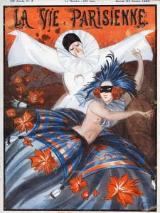 French Artwork Prints: La Vie Parisienne 1920 1920s France Armand Vallee magazines illustrations masquerade