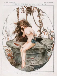 Beauty Prints: La Vie Parisienne 1920 1920s France cc applying make-up makeup lipsticks nudes naked