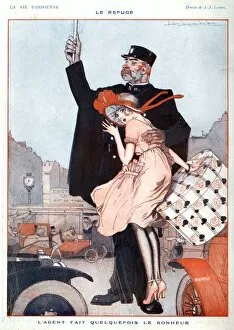 French Artwork Collection: La Vie Parisienne 1920 1920s France Julien Jacques Leclerc illustrations police traffic