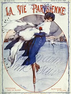 French Artwork Collection: La Vie Parisienne 1920 1920s France Leo Pontan magazines illustrations ice-skating