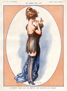 French Artwork Prints: La Vie Parisienne 1920 1920s France Maurice Milliere Illustrations erotica applying
