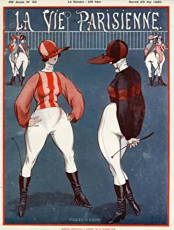 French Artwork Prints: La vie Parisienne 1920 1920s France Vallee magazines womens woman jockeys illustrations