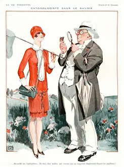 La Vie Parisienne 1920s France cc dirty old men butterfly nets looking magnifying glass