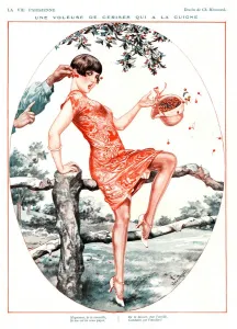 Nineteen Twenties Prints: La Vie Parisienne 1920s France cc erotica fruit picking berries cherries