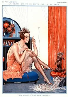 Images Dated 28th November 2008: La Vie Parisienne 1920s France cc illustrations glamour dogs curlers begging tricks