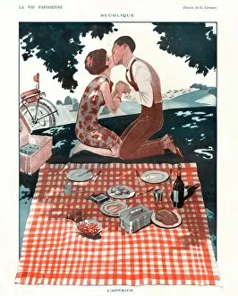 French Artwork Collection: La Vie Parisienne 1920s France cc picnics kissing food eating summer