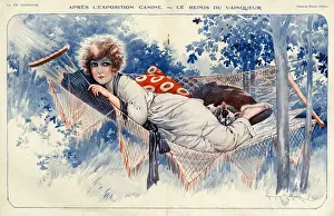 La Vie Parisienne 1920s France Maurice Milliere hammocks dogs relaxing gardens illustrations