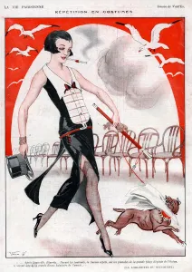 French Artwork Prints: La Vie Parisienne 1920s France Valdes illustrations erotica women woman dogs cabaret