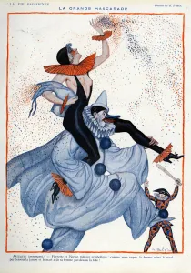 1920s Prints: La Vie Parisienne 1922 1920s France Georges Pavis illustrations erotica clowns harlequins