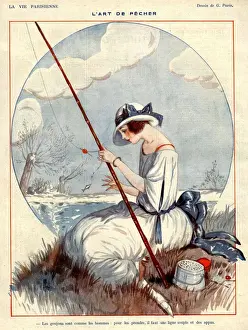 La Vie Parisienne 1922 1920s France Georges Pavis illustrations woman women fishing