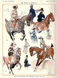 La Vie Parisienne 1922 1920s France L Vallet illustrations horses women woman riding
