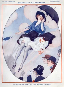 1920s Prints: La Vie Parisienne 1922 1920s France Leo Fontan illustrations erotica unbrellas parasols