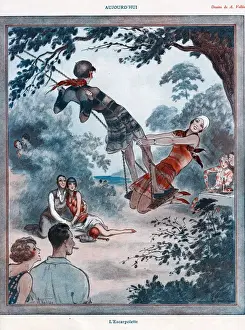 French Artwork Prints: La Vie Parisienne 1922 1920s France Vallee friends swings illustrations