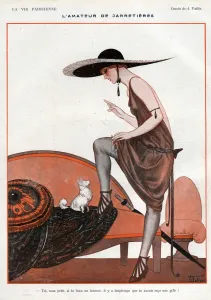 French Artwork Prints: La Vie Parisienne 1922 1920s France A Vallee illustrations erotica womens hats dogs dog