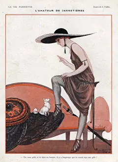La Vie Parisienne 1922 1920s France Vallee womens hats dogs illustrations dog