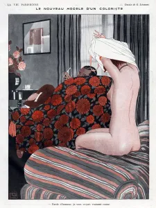 French Artwork Prints: La Vie Parisienne 1923 1920s France Georges Leonnec illustrations erotica undressing