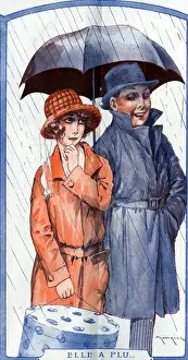 1920s Prints: La Vie Parisienne 1923 1920s France Maurice Milliere illustrations umbrellas mens