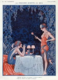 French Artwork Collection: La Vie Parisienne 1923 1920s France Valdes Illustrations women woman chatting