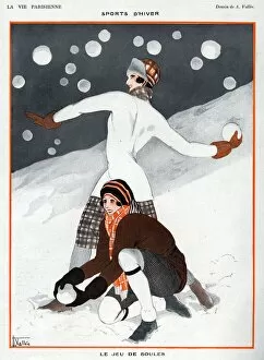 Images Dated 18th August 2009: La Vie Parisienne 1923 1920s France A Vallee illustrations snowballs winter weather