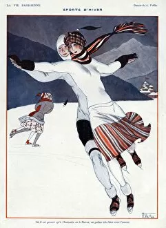 French Artwork Collection: La Vie Parisienne 1923 1920s France A Vallee illustrations ice-skating ice skating