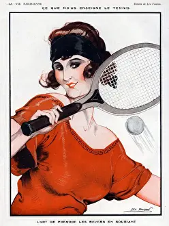 1920s Prints: La Vie Parisienne 1923 1920s France A Vallee illustrations tennis womens headbands