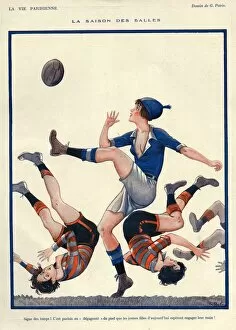 French Artwork Collection: La Vie Parisienne 1924 1920s France Georges Pavis illustrations womens Rugby