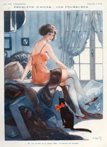 French Artwork Prints: La Vie Parisienne 1924 1920s France Georges Pavis illustrations erotica cats underwear